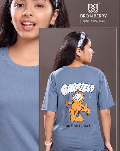 Girls Blue Graphic Print T-Shirt