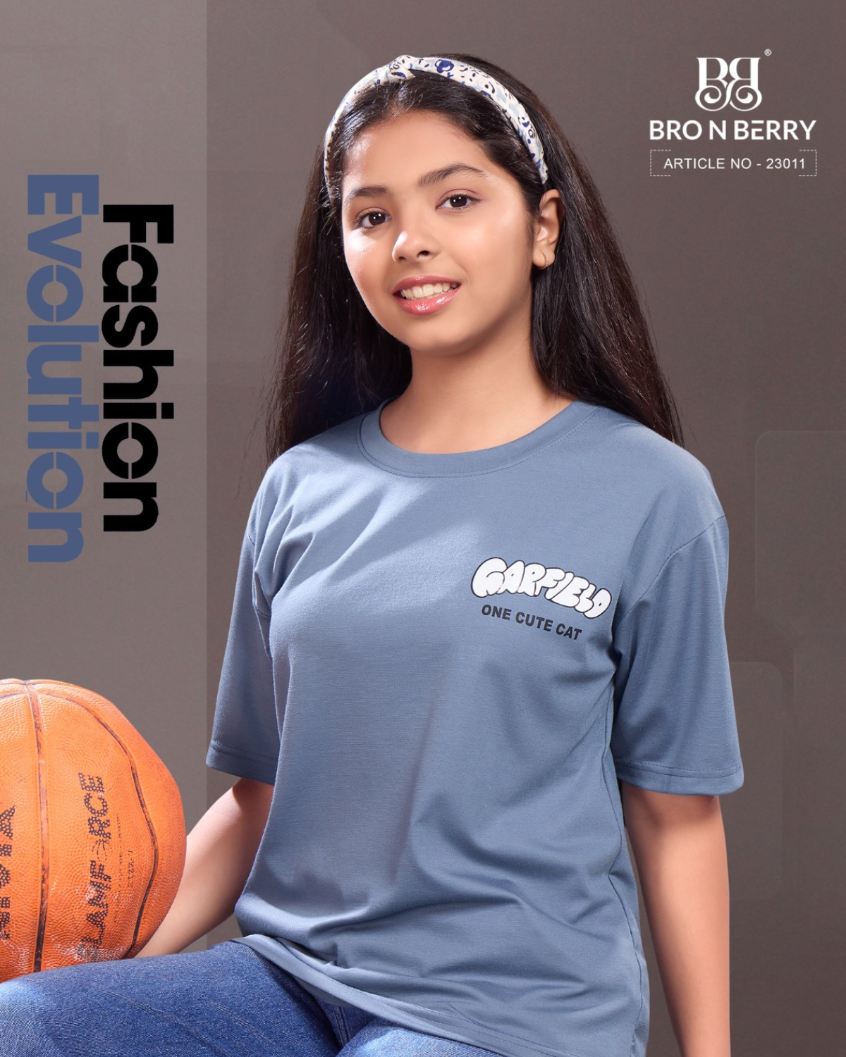 Girls Blue Graphic Print T-Shirt